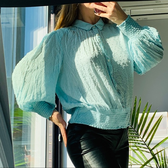 Anthropologie Maeve Turquoise Dramatic Bell Sleeve - Picture 6 of 16